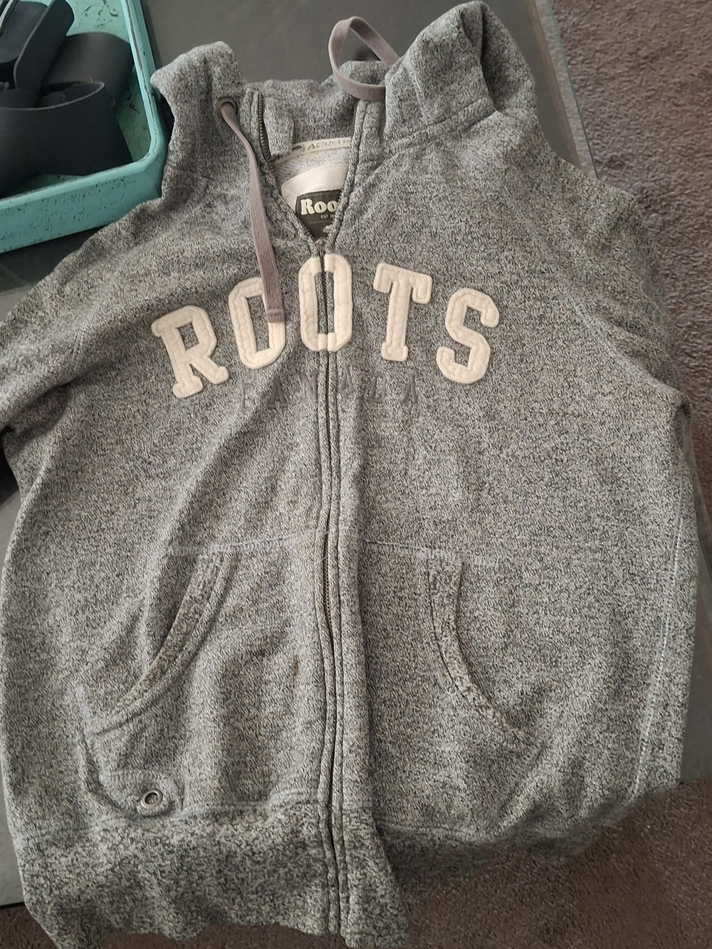 Roots WomensGray Full-Zip Hoodie with Logo